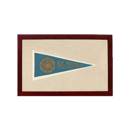 Vintage St Mary College pennant in framed display