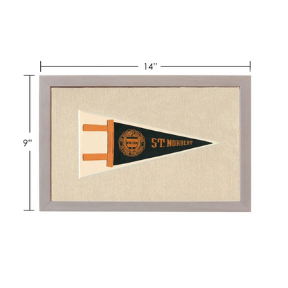 Vintage St Norbert College pennant in framed display