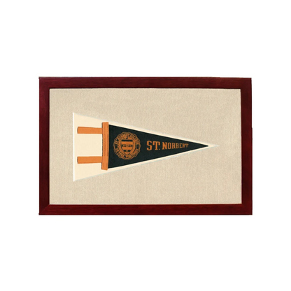 Vintage St Norbert College Pennant | 1950s Wool Felt Pennant Framed Display | vintageantiquesgifts.com
