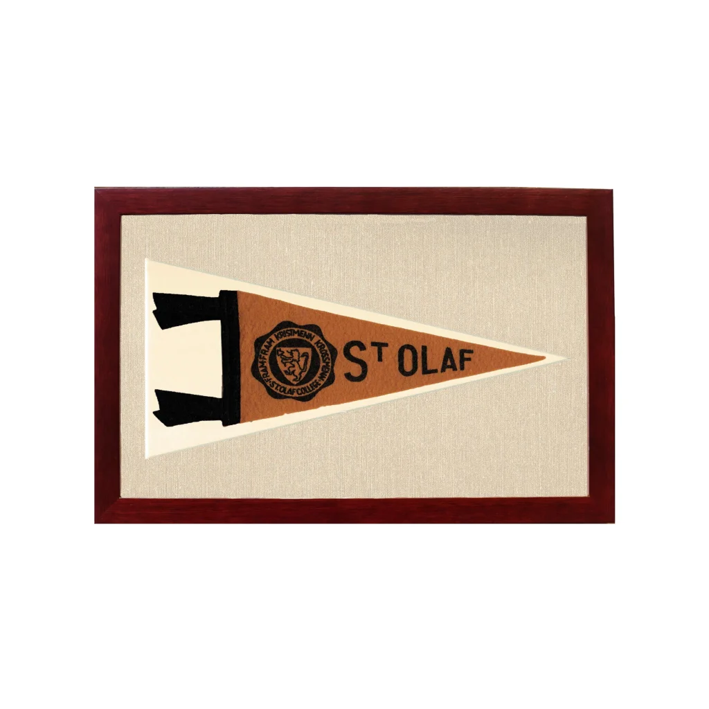 Vintage St. Olaf College Pennant | 1950s Wool Felt Pennant Framed Display | vintageantiquesgifts.com