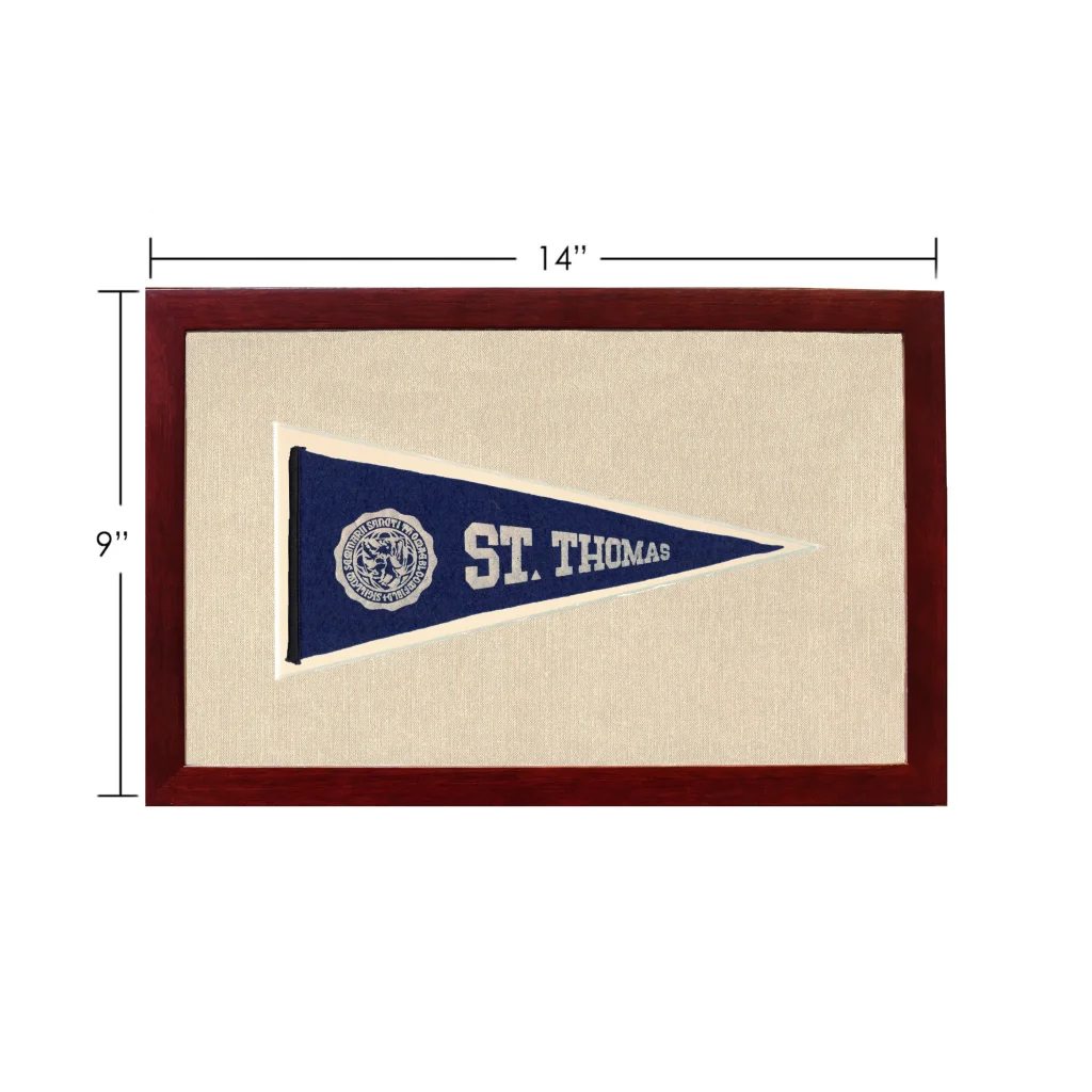 Vintage St. Thomas pennant in navy blue display
