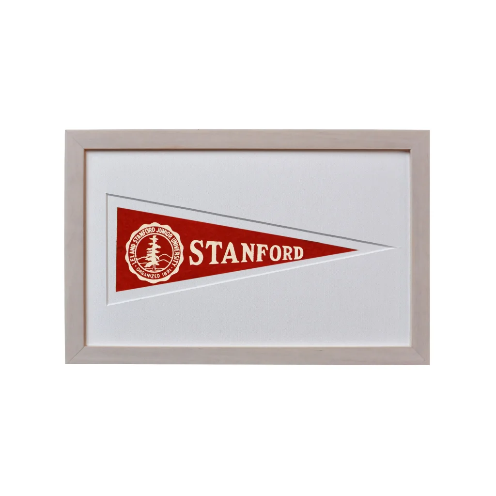 Vintage Stanford wool felt pennant from 1950s in silver frame