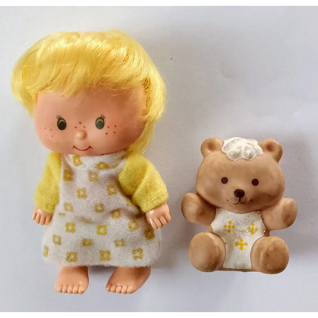 Vintage Strawberry Shortcake Doll Butter Cookie with floral yellow dress and bear