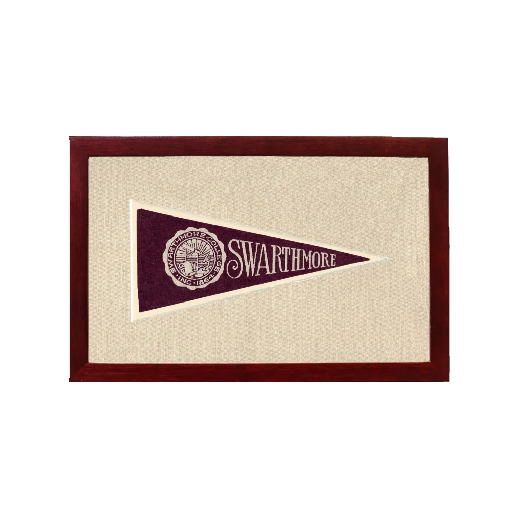 Vintage Swarthmore College Pennant | 1950s Wool Felt Pennant Framed Display | vintageantiquesgifts.com
