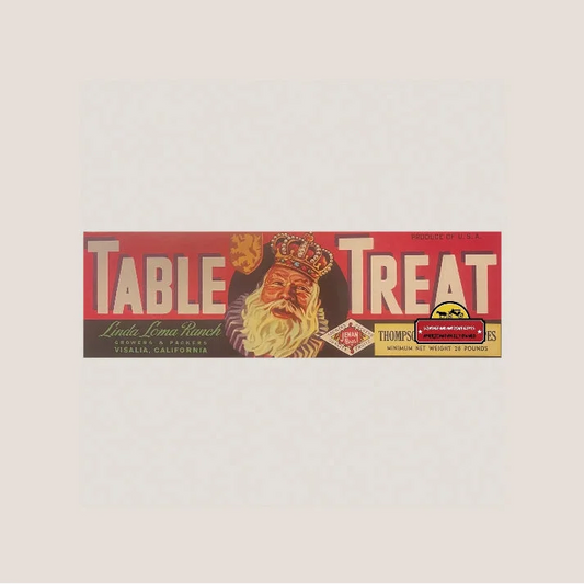 Vintage Table Treat Crate Label with Raisin box by Linda Loma Ranch
