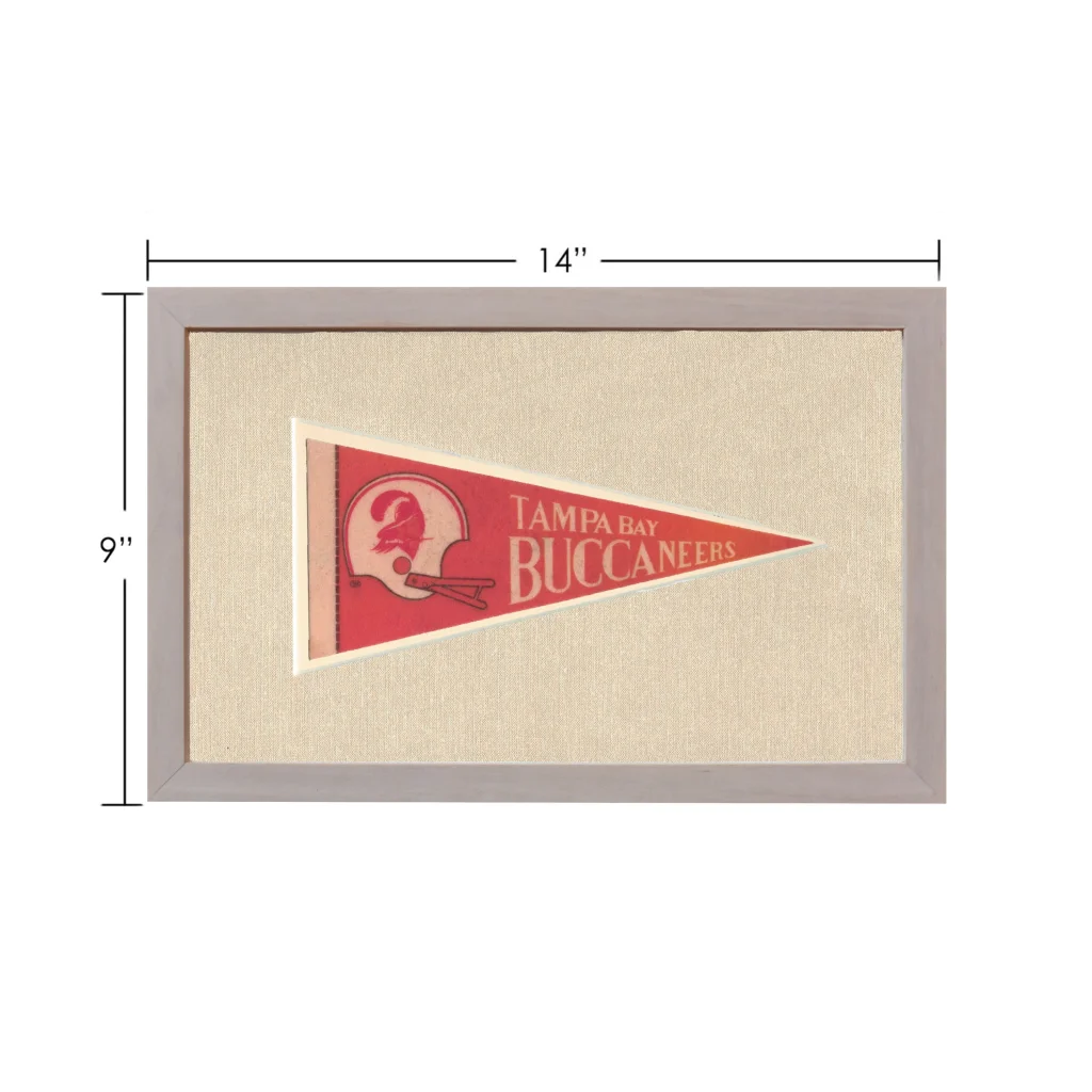 Vintage Tampa Bay Buccaneers pennant with red design, white helmet logo