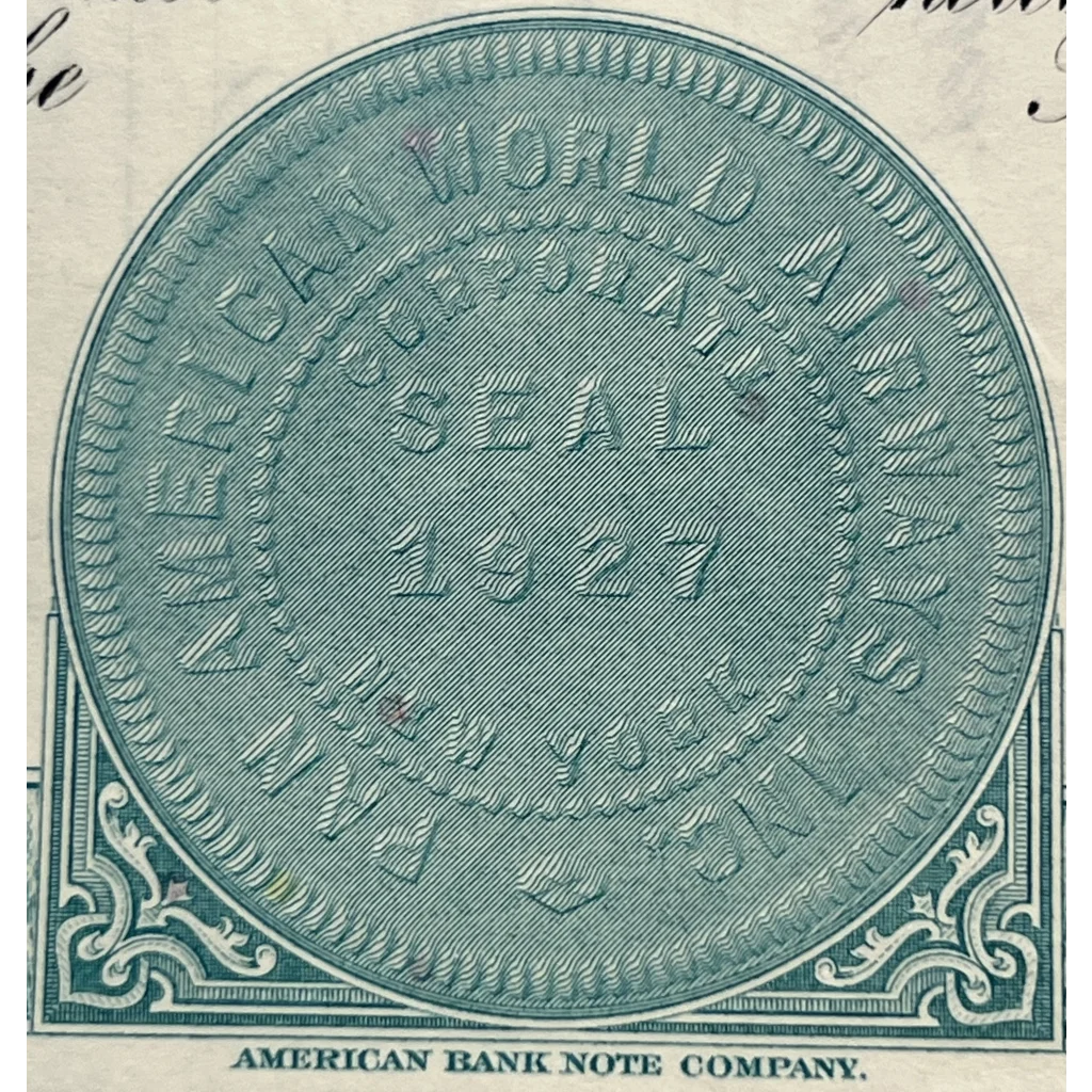 Vintage 💎️ Teal Pan Am American World Airways Stock Certificate Icon RIP - Collectibles - Antique and Bond Certificates.