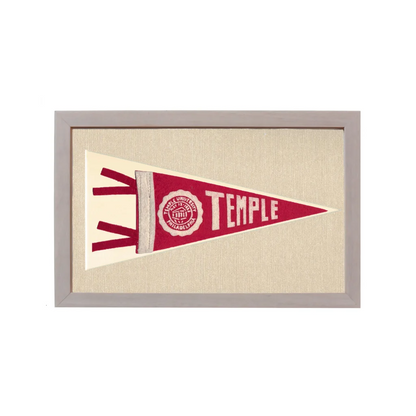 Vintage Temple University Pennant | Rare Vintage Wool Felt Pennant Flag | vintageantiquesgifts.com