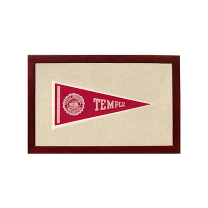 Vintage Temple University Pennant | 1950s Wool Felt Pennant Framed Display | vintageantiquesgifts.com