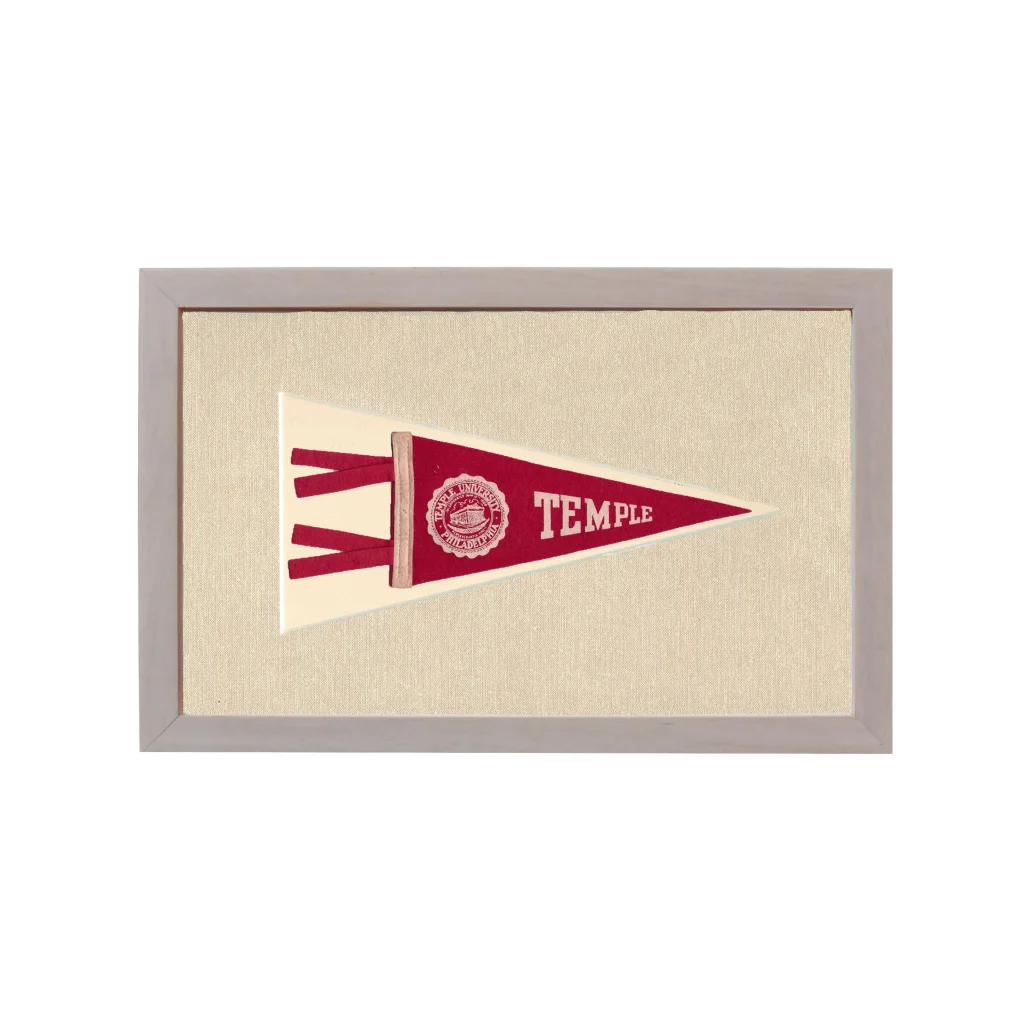 Vintage Temple University Pennant | Rare Vintage Wool Felt Pennant Flag | vintageantiquesgifts.com