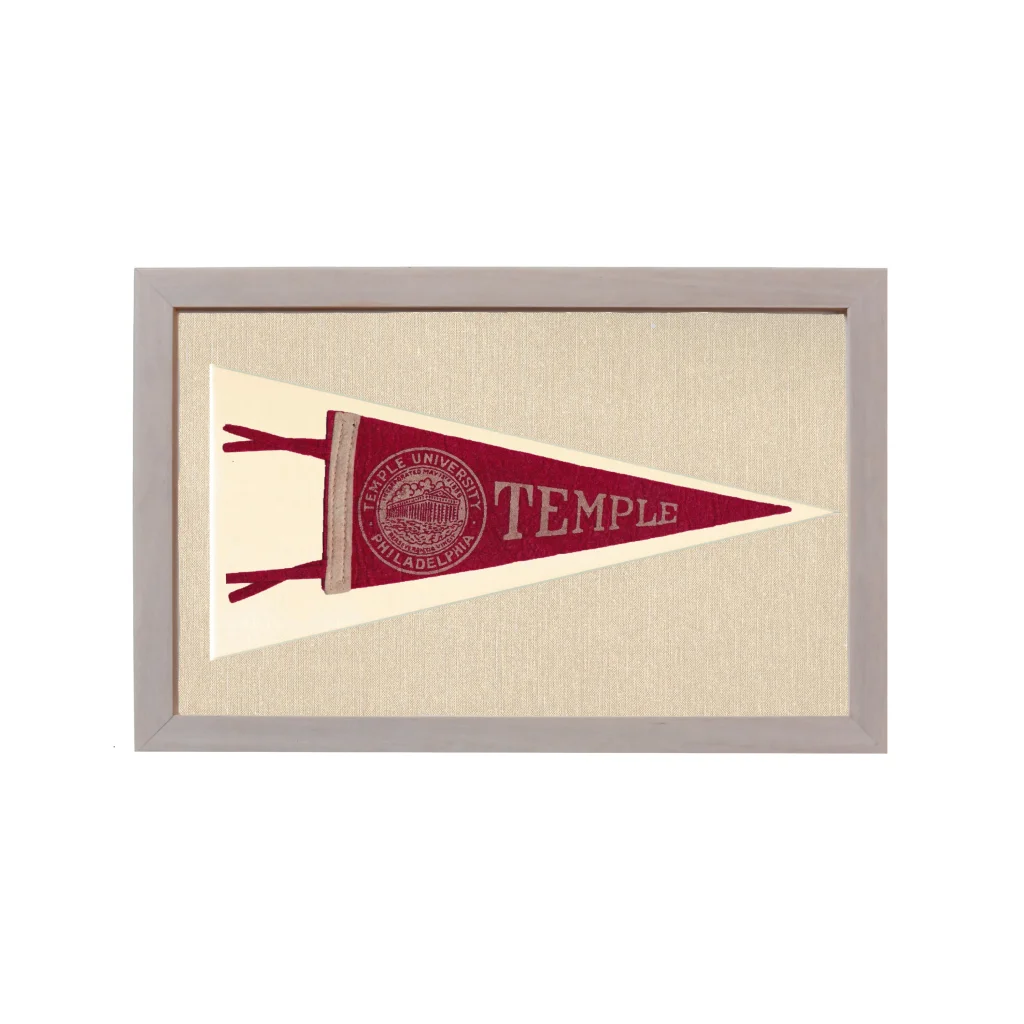 Vintage Temple University Pennant | Rare Vintage Wool Felt Pennant Flag | vintageantiquesgifts.com