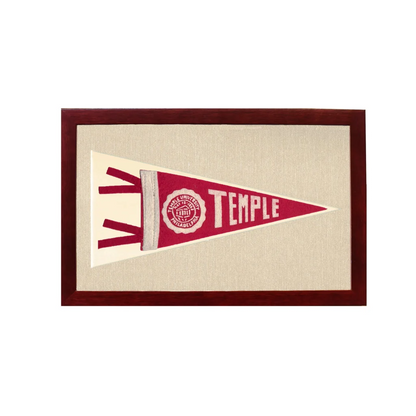 Vintage Temple University Pennant | 1950s Wool Felt Pennant Framed Display | vintageantiquesgifts.com