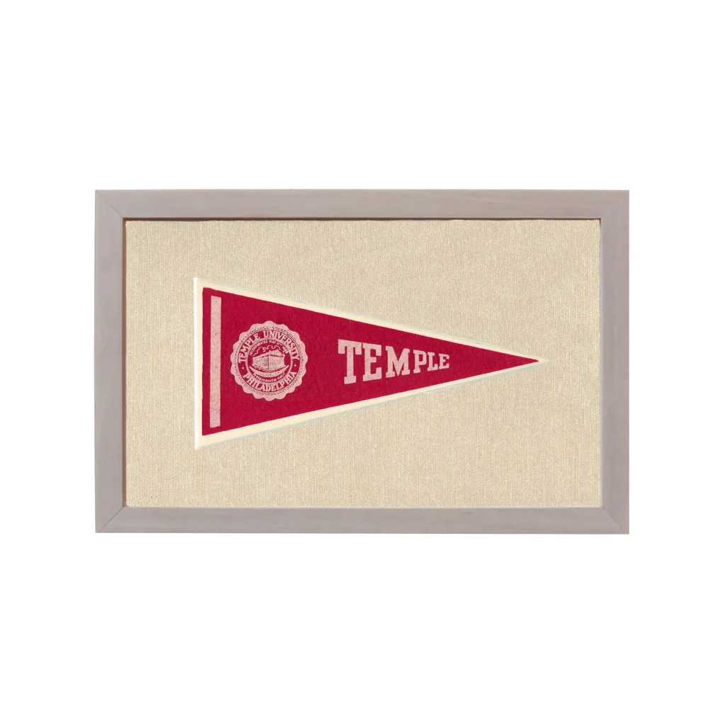 Vintage Temple University Pennant | Rare Vintage Wool Felt Pennant Flag | vintageantiquesgifts.com