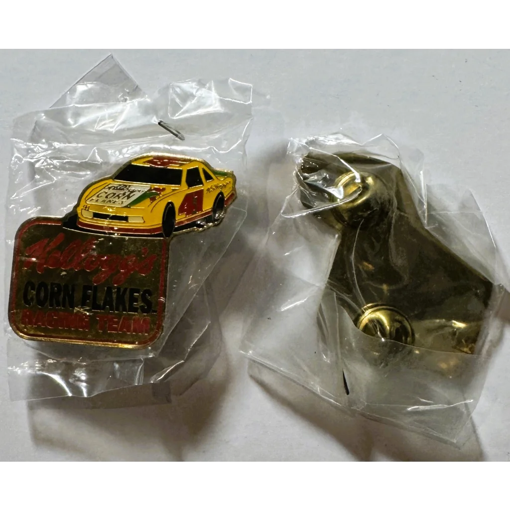 Two packaged Vintage Terry Labonte NASCAR Racing Team Pins featuring Kellogg’s Corn Flakes