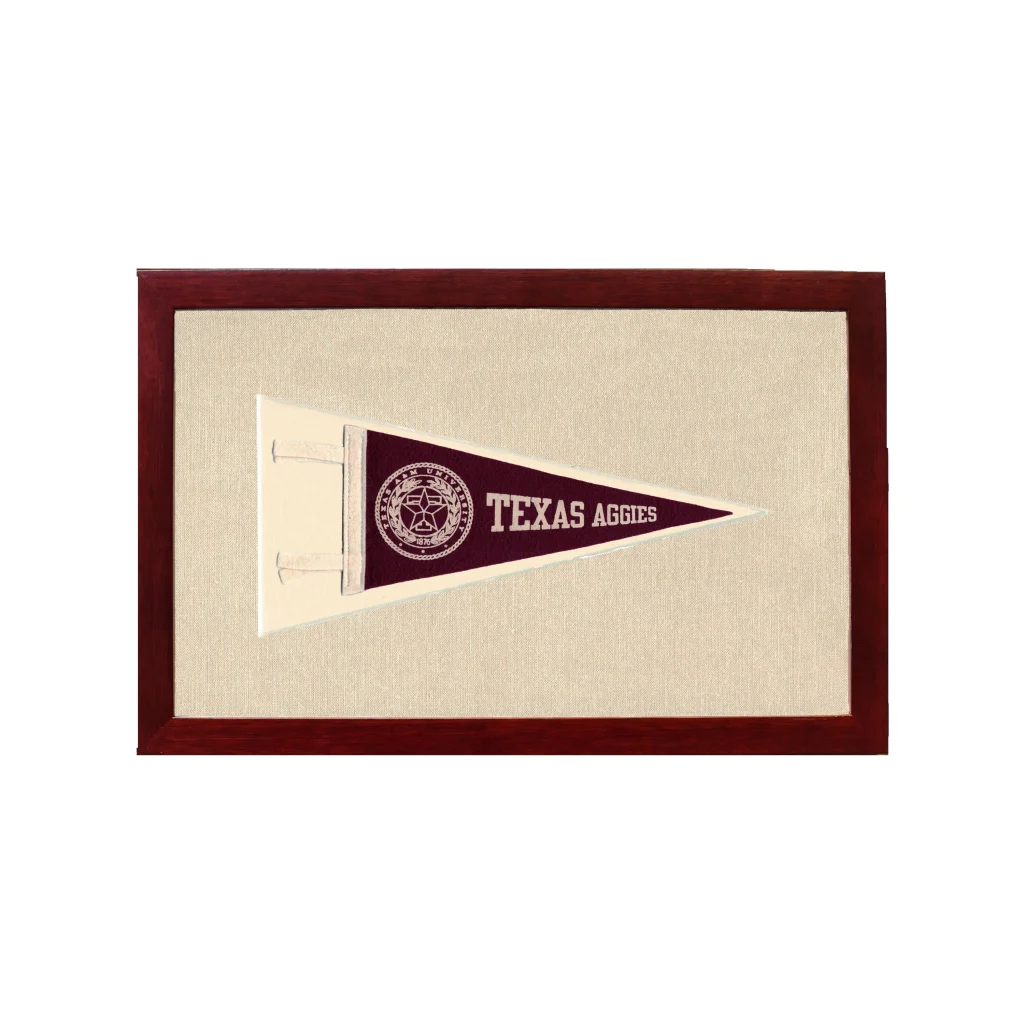 Vintage Texas A&M Pennant | 1950s Wool Felt Pennant Framed Display | vintageantiquesgifts.com