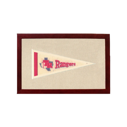 Vintage Texas Rangers Pennant | 1950s Wool Felt Pennant Framed Display | vintageantiquesgifts.com