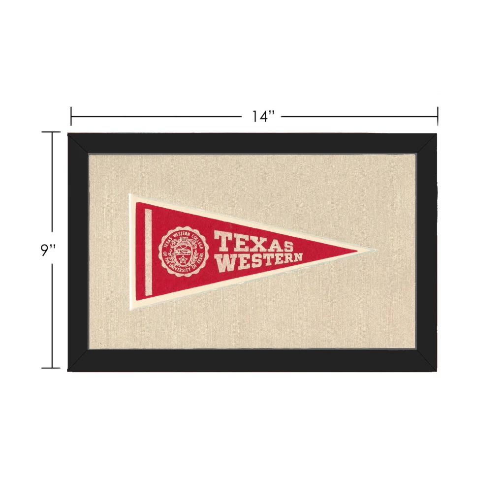 Vintage Texas Western College pennant in red with white lettering