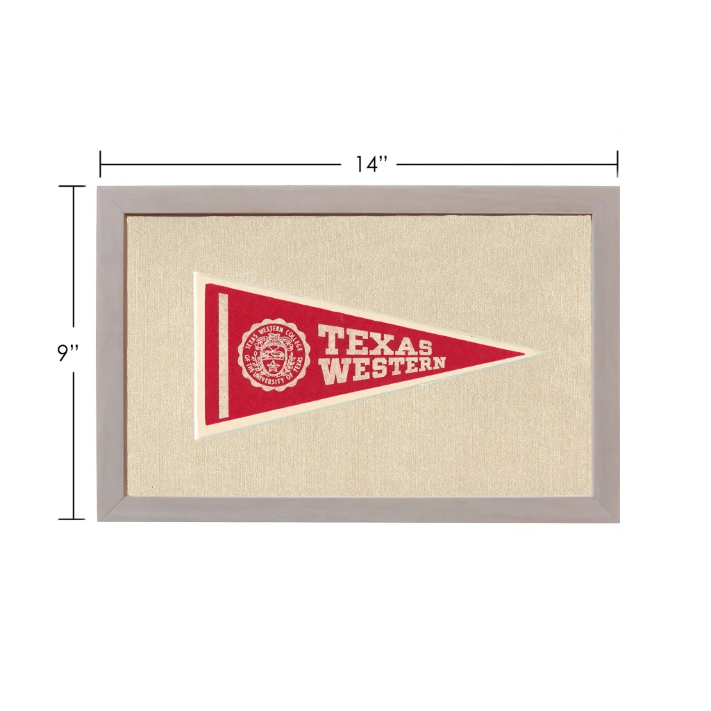 Vintage Texas Western College pennant in red with white lettering