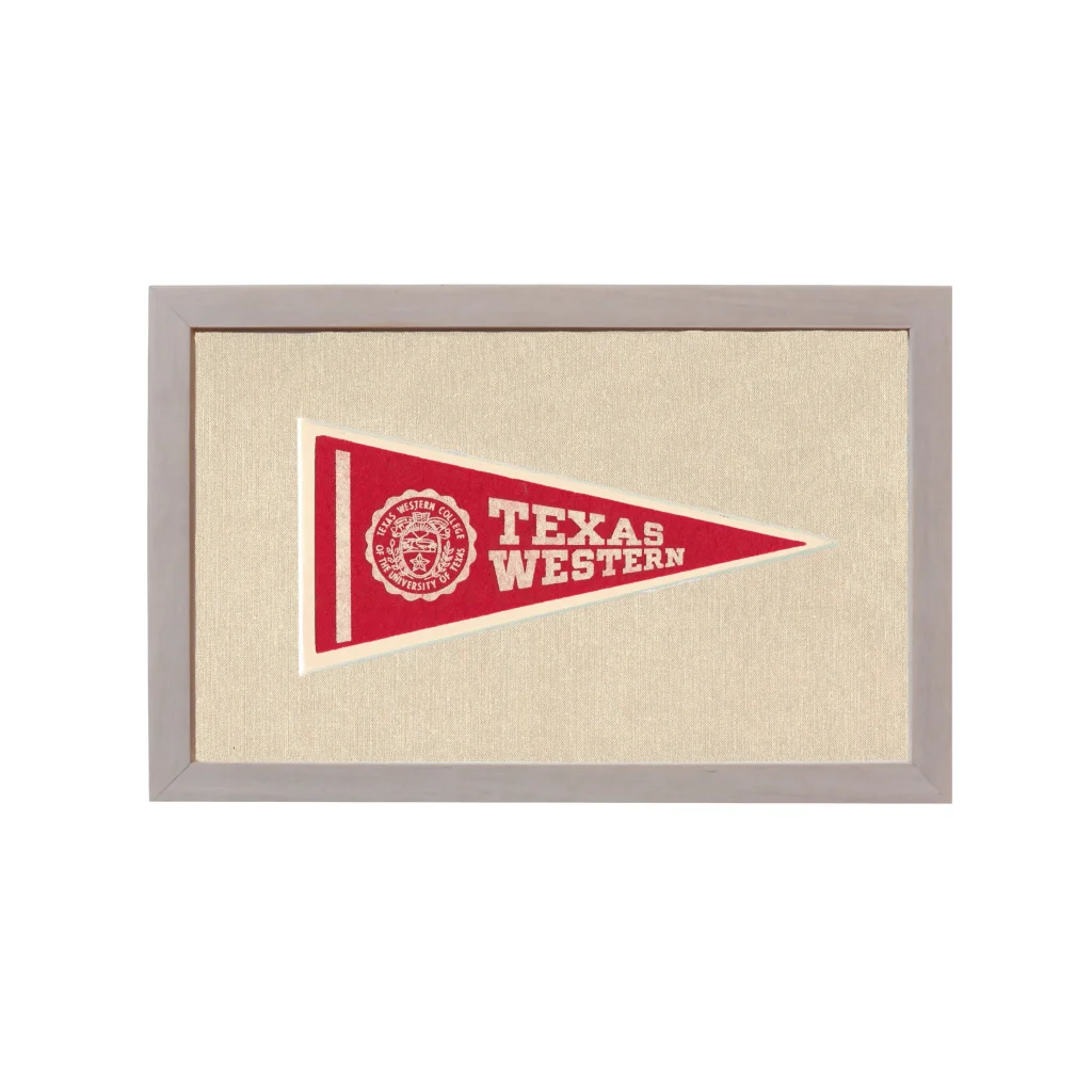 Vintage Texas Western College pennant in red with white lettering