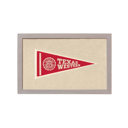Vintage Texas Western College pennant in red with white lettering
