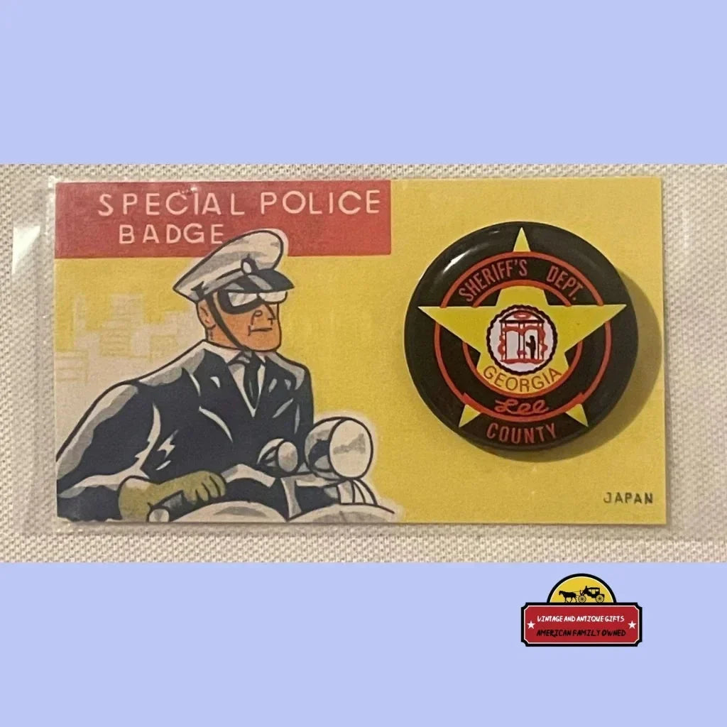 Vintage tin litho police badge illustration on a bright yellow background