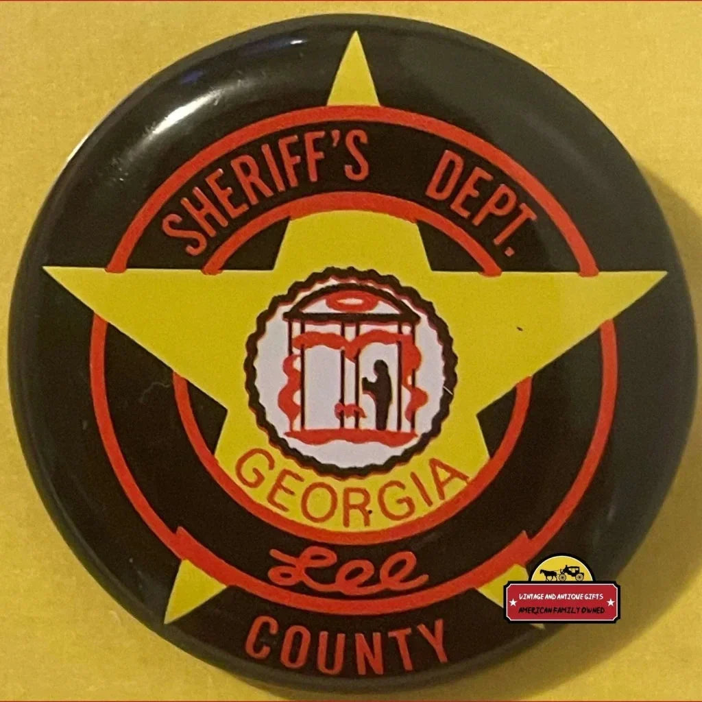 Vintage tin litho Sheriff’s badge from Lee County, Georgia with star and state seal design