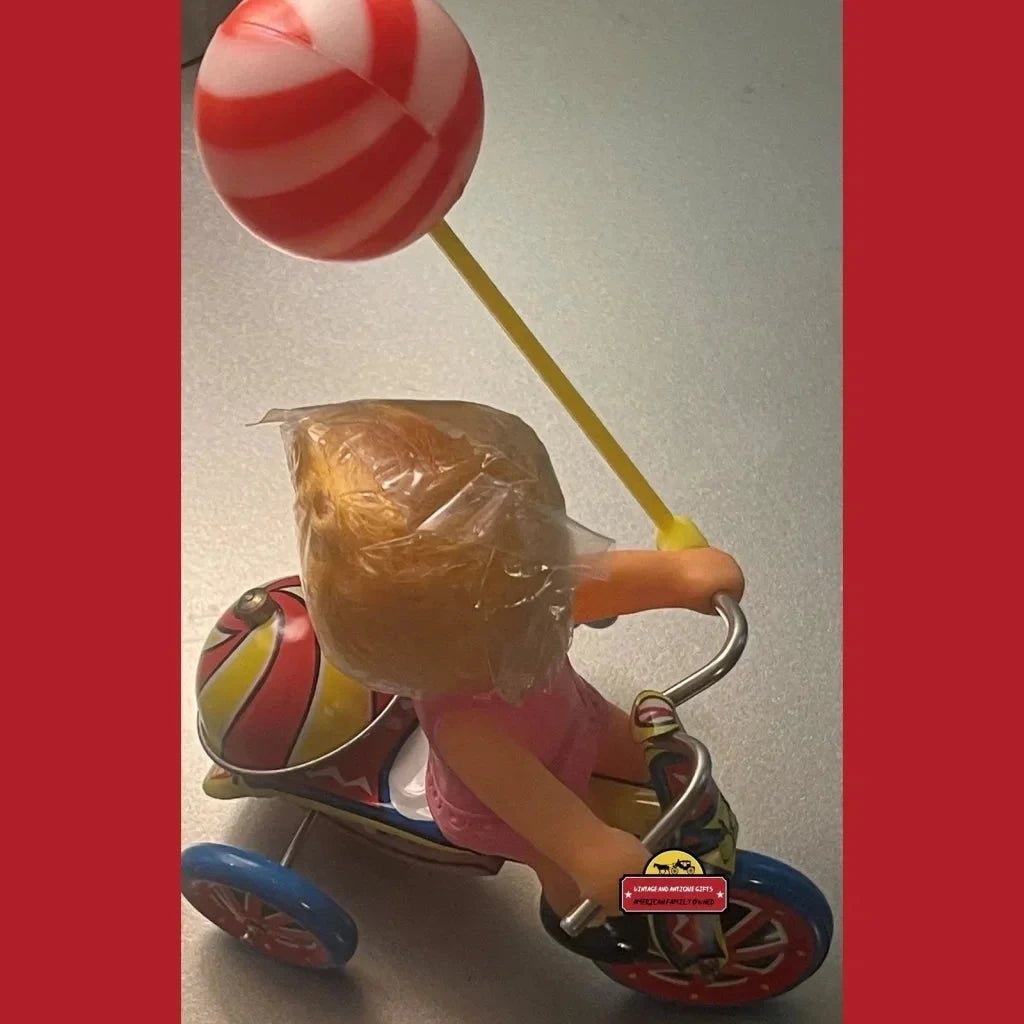 Vintage Tin Wind Up Girls Tricycle Collectible Toy Unopened In Box! 1970s - 1980s Advertisements and Antique Gifts Home