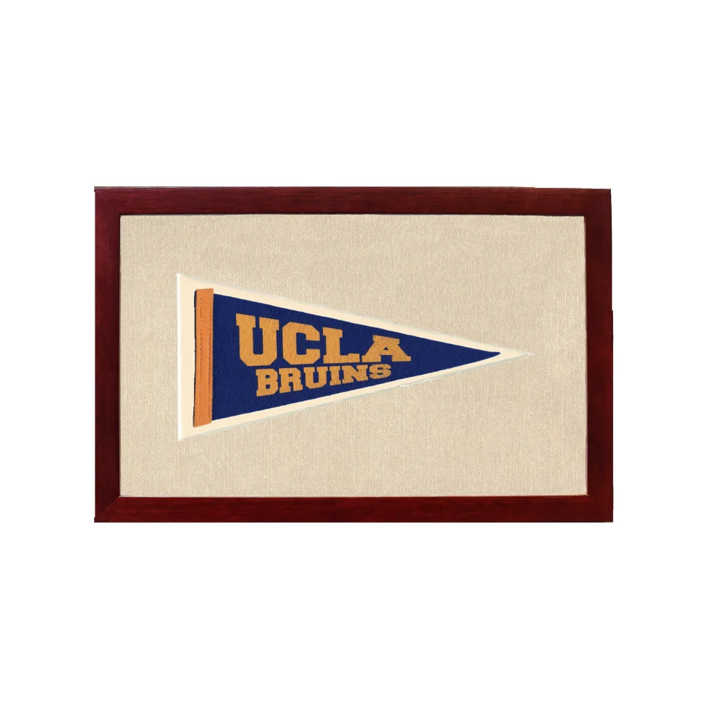 Vintage UCLA Pennant | 1950s Wool Felt Pennant Framed Display | vintageantiquesgifts.com