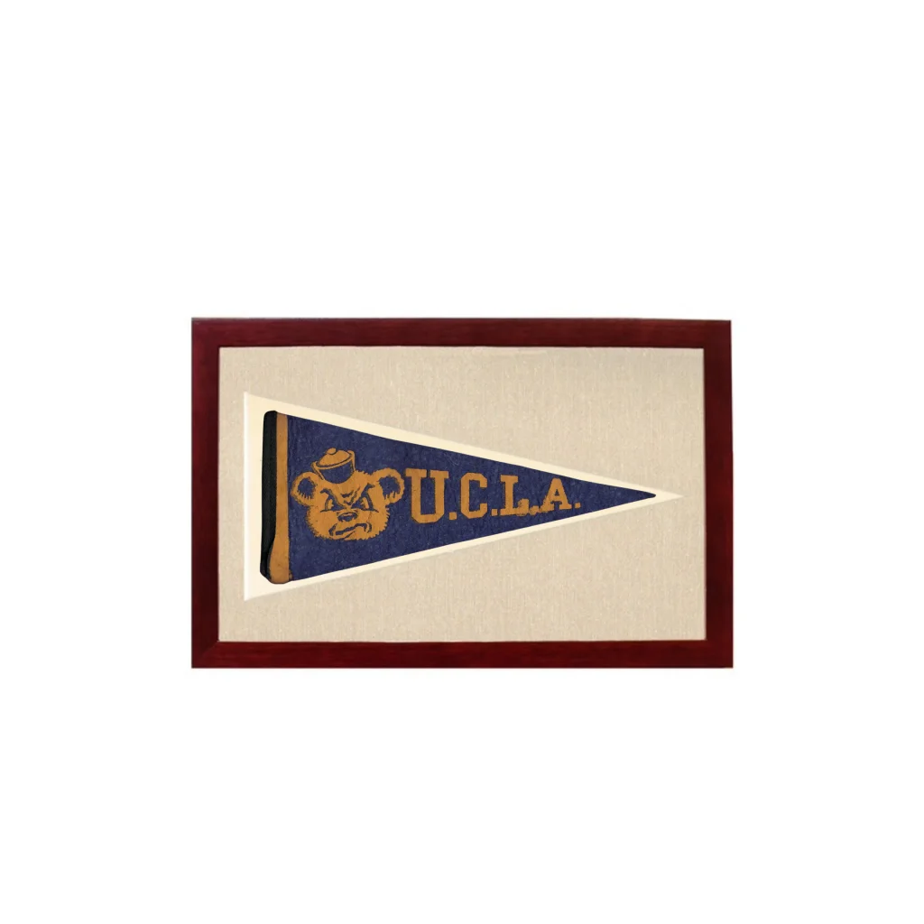 Vintage UCLA Pennant | 1950s Wool Felt Pennant Framed Display | vintageantiquesgifts.com