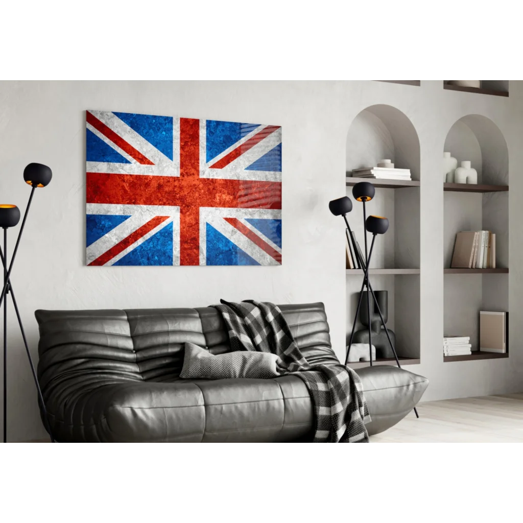Distressed Union Jack canvas wall art with vintage texture