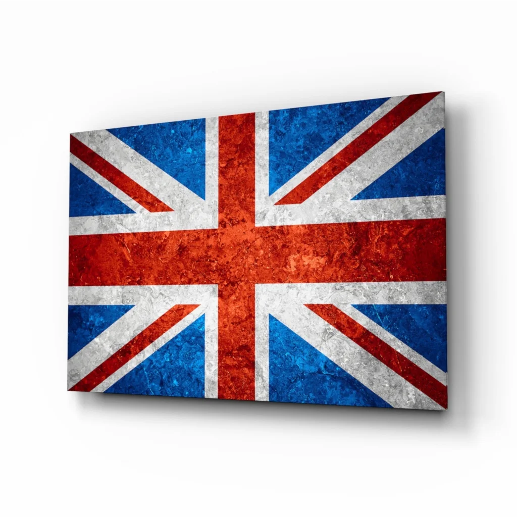Distressed Union Jack canvas wall art in red white blue texture