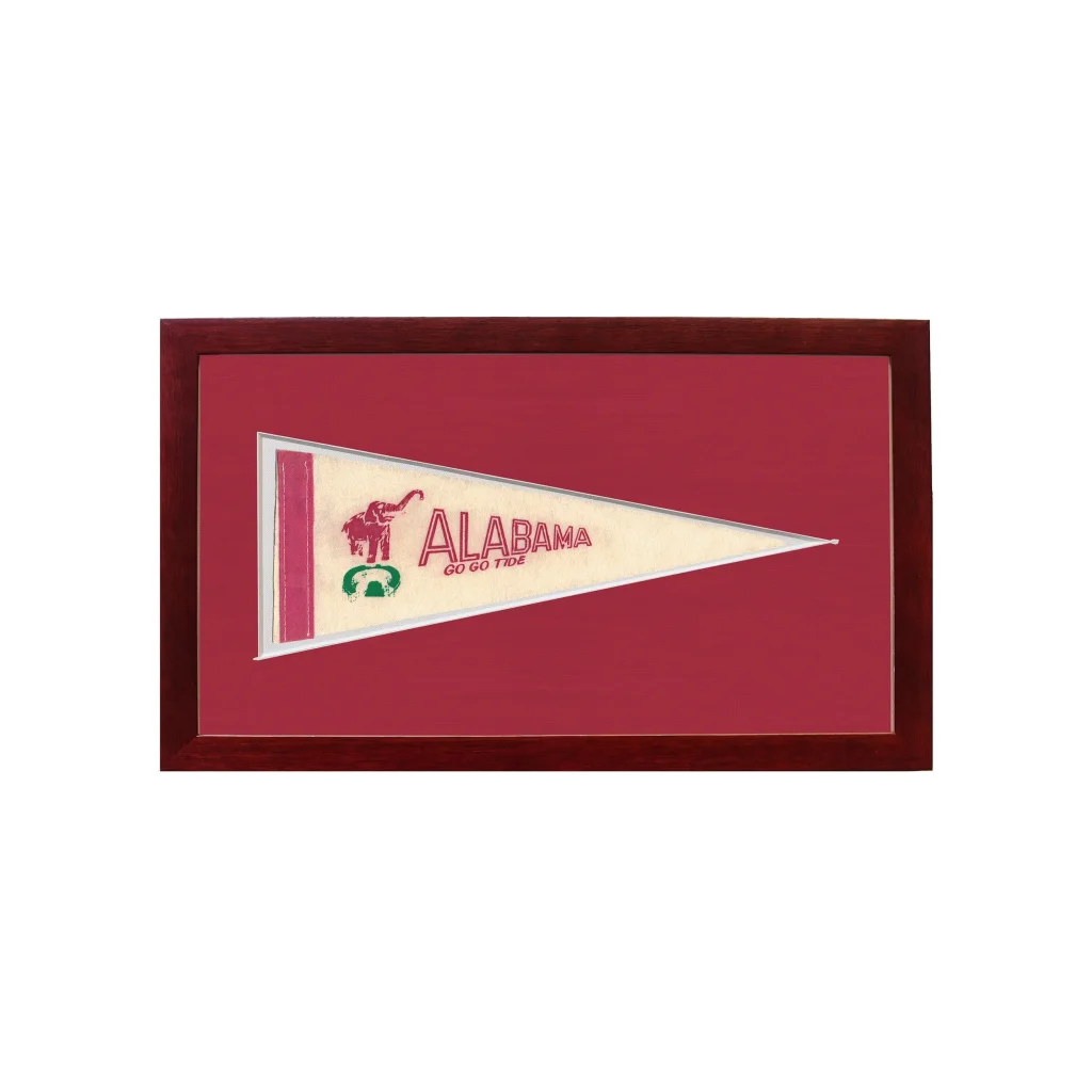 Vintage University of Alabama Pennant | 1950s Wool Felt Pennant Framed Display | vintageantiquesgifts.com