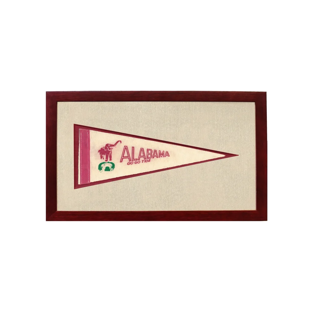 Vintage University of Alabama Pennant | 1950s Wool Felt Pennant Framed Display | vintageantiquesgifts.com