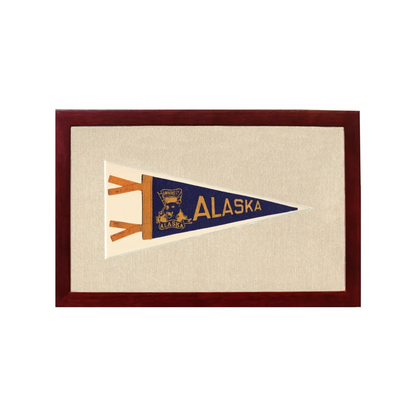 Vintage University of Alaska Pennant | 1950s Wool Felt Pennant Framed Display | vintageantiquesgifts.com