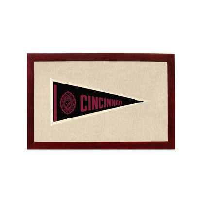 Vintage University of Cincinnati Pennant | 1950s Wool Felt Pennant Framed Display | vintageantiquesgifts.com