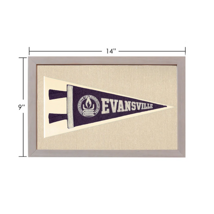 Vintage University of Evansville pennant in navy blue and cream