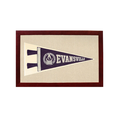 Vintage University of Evansville Pennant | 1950s Wool Felt Pennant Framed Display | vintageantiquesgifts.com