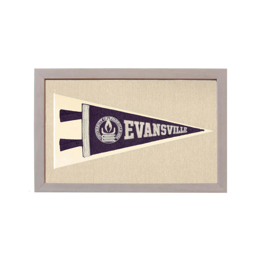 Vintage University of Evansville Pennant | Rare Vintage Wool Felt Pennant Flag | vintageantiquesgifts.com