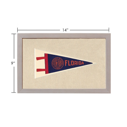 Vintage University of Florida pennant in gray frame