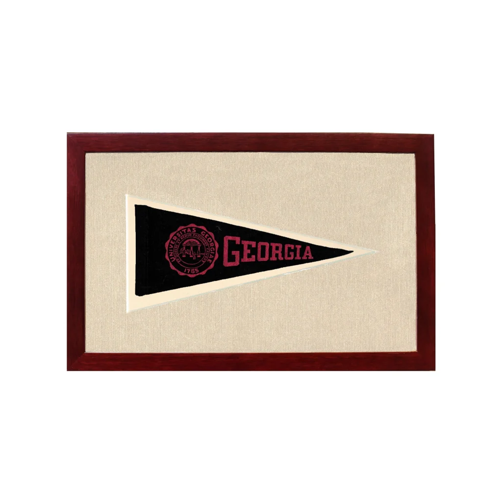 Vintage University of Georgia Pennant | 1950s Wool Felt Pennant Framed Display | vintageantiquesgifts.com