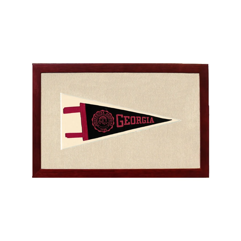 Vintage University of Georgia Pennant | 1950s Wool Felt Pennant Framed Display | vintageantiquesgifts.com