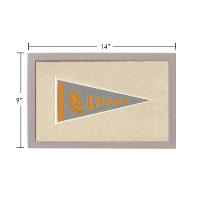 Vintage University of Idaho pennant framed on beige backing