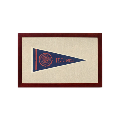 Vintage University of Illinois Pennant | 1950s Wool Felt Pennant Framed Display | vintageantiquesgifts.com