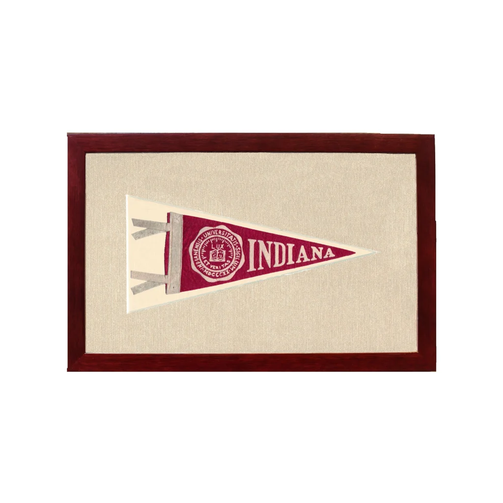 Vintage University of Indiana Pennant | 1950s Wool Felt Pennant Framed Display | vintageantiquesgifts.com