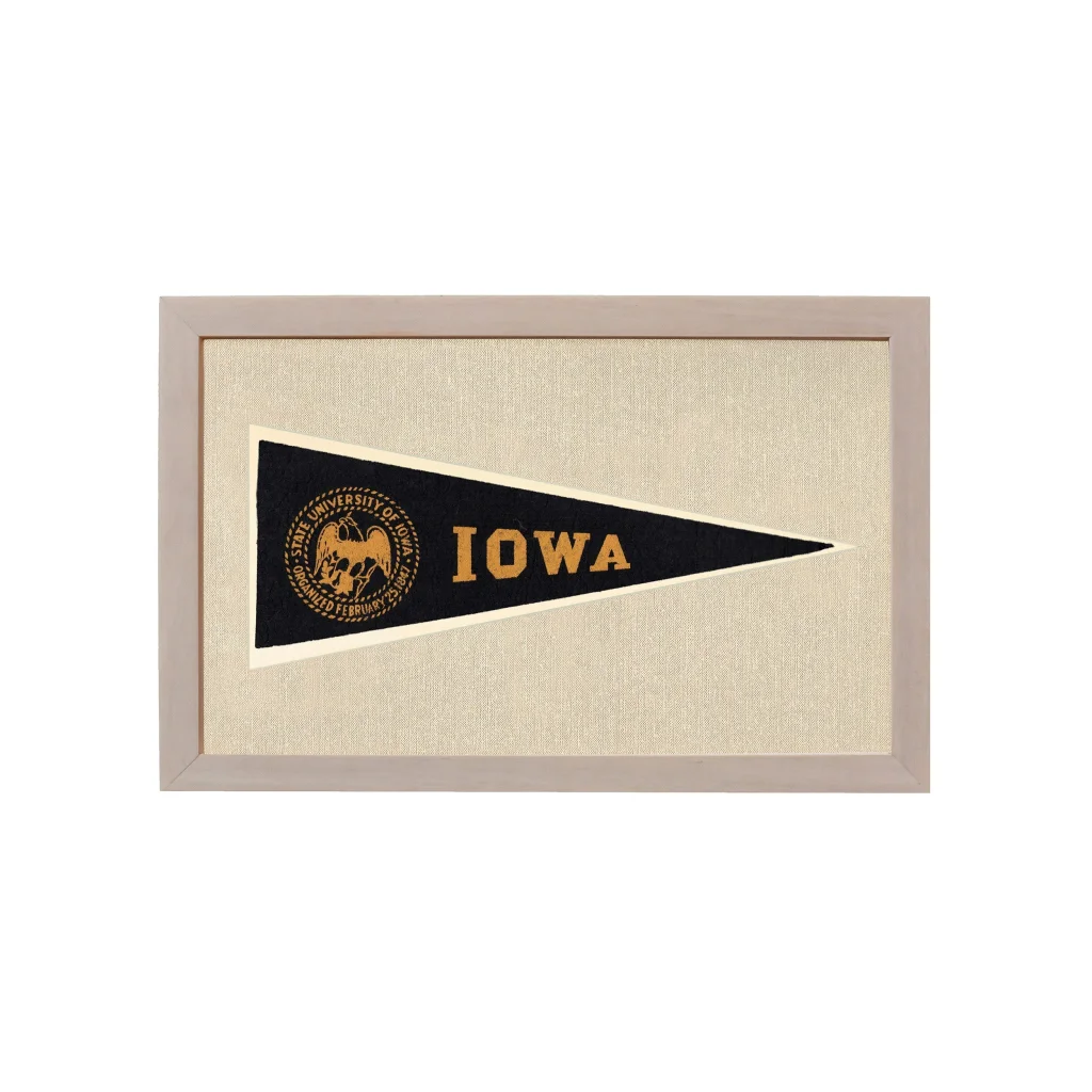 Vintage University of Iowa Hormel Pennant | Rare Vintage Wool Felt Pennant Flag | vintageantiquesgifts.com