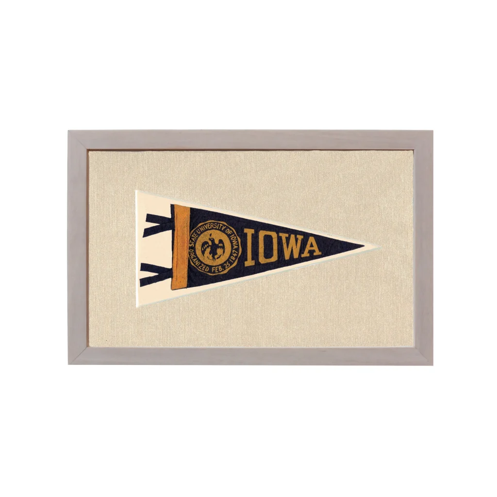 Vintage University of Iowa Pennant | Rare Vintage Wool Felt Pennant Flag | vintageantiquesgifts.com