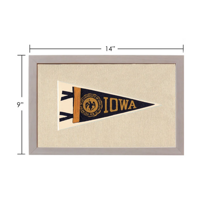 Vintage Iowa State University pennant in navy blue and gold