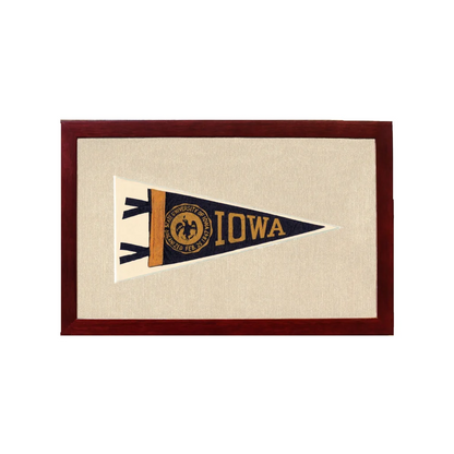 Vintage University of Iowa Pennant | 1950s Wool Felt Pennant Framed Display | vintageantiquesgifts.com