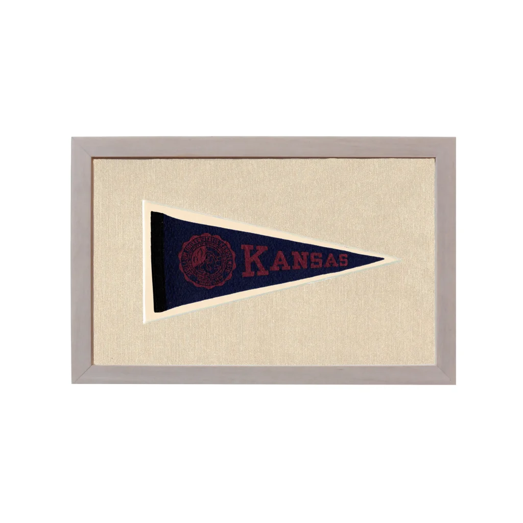 Vintage University of Kansas Pennant | Rare Vintage Wool Felt Pennant Flag | vintageantiquesgifts.com