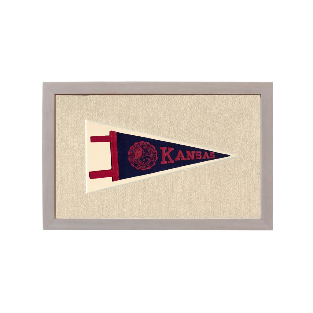 Vintage University of Kansas Pennant | Rare Vintage Wool Felt Pennant Flag | vintageantiquesgifts.com